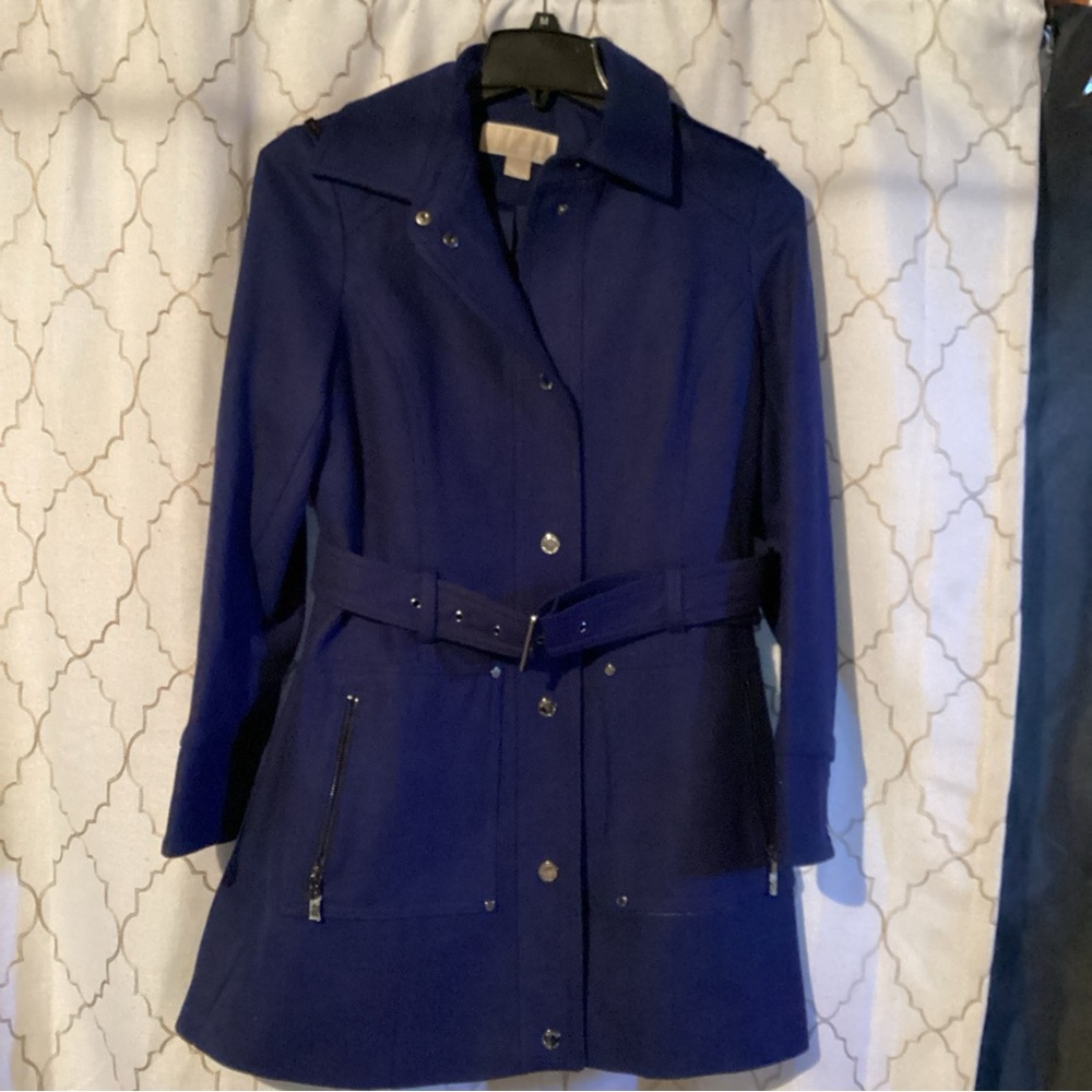 Michael Kors Women's Navy Belted Coat size medium